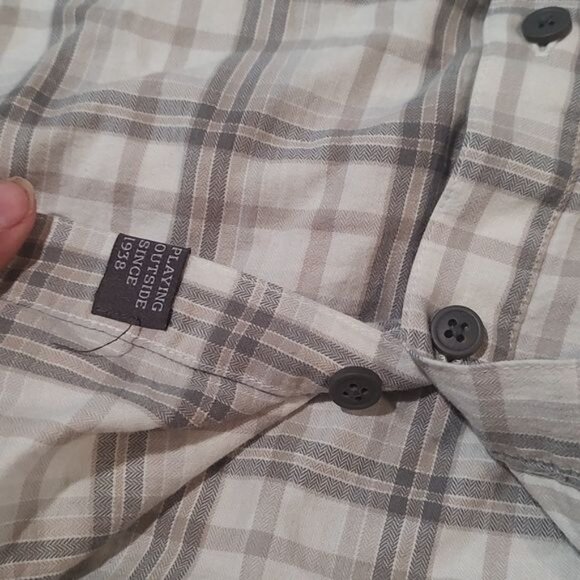 Columbia M grey plaid button down work shirt - Picture 3 of 3